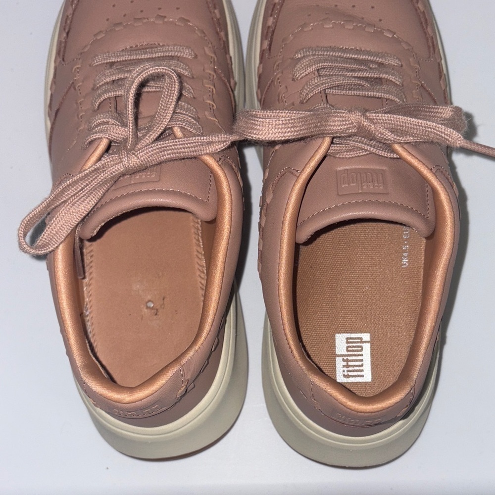 Fitflop Taupe Leather Lace-Up Sneakers - Picture 2 of 7